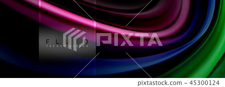 Fluid colors abstract background colorful poster, twisted liquid design on black, colorful marble or Fluid colors abstract background colorful poster, twisted liquid design on black, colorful marble or 45300124