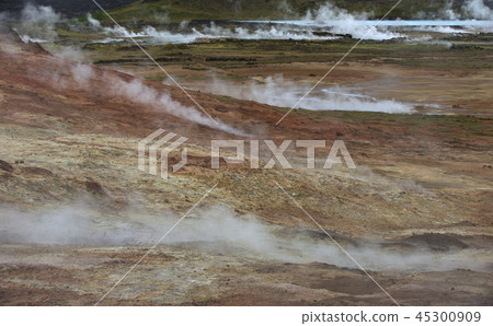 Geothermal Area Covered by Hot Steam, Iceland. Geothermal Area Covered by Hot Steam, Iceland. 45300909