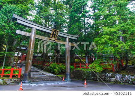新鮮的綠色日光富山神社世界遺產 栃木縣日光市 照片素材 圖片 圖庫