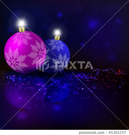 Christmas dark composition of a blue shade with silhouettes of New Year s balls of blue and violet Christmas dark composition of a blue shade with silhouettes of New Year s balls of blue and violet 45303257