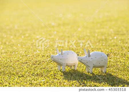 Image material Wild boar figurine Good friend family Interior accessories 45303318