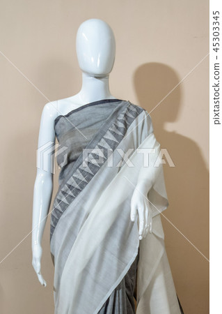 A traditional indian silk saree displayed for sale 45303345