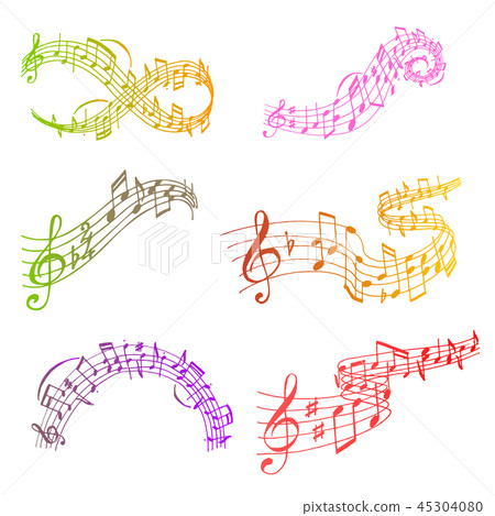 Notes music melody colorfull musician symbols sound melody text writting audio symphony vector 45304080