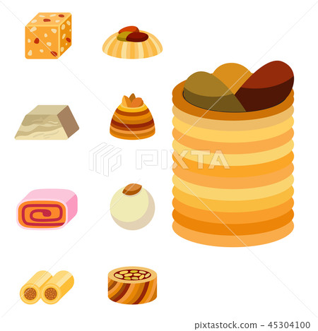 East delicious dessert sweets food eastern confectionery homemade assortment vector illustration 45304100