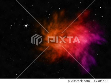 Star field in space and a nebulae. 3D rendering Star field in space and a nebulae. 3D rendering 45304488