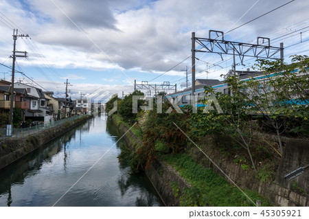 railroad and canal in kyoto 45305921