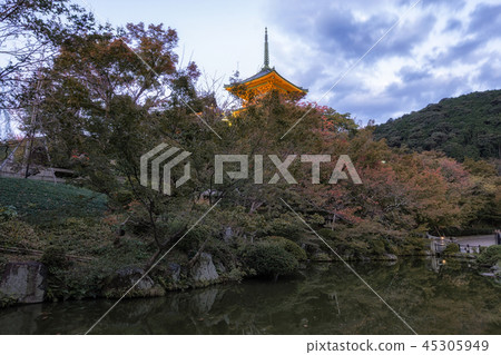 kiyomizudera pagoda and pond kiyomizudera pagoda and pond 45305949