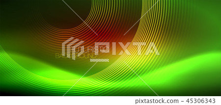 Neon glowing techno lines, hi-tech futuristic abstract background template with square shapes 45306343