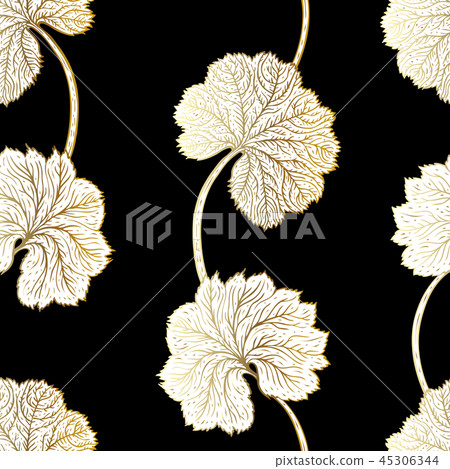 Vintage Seamless pattern with hand drawn leaves Vintage Seamless pattern with hand drawn leaves 45306344
