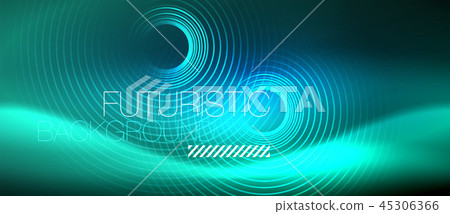 Neon glowing circles background 45306366