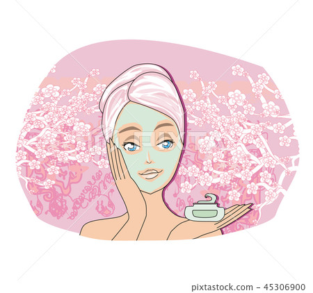 Beautiful woman is applying purifying mask Beautiful woman is applying purifying mask 45306900