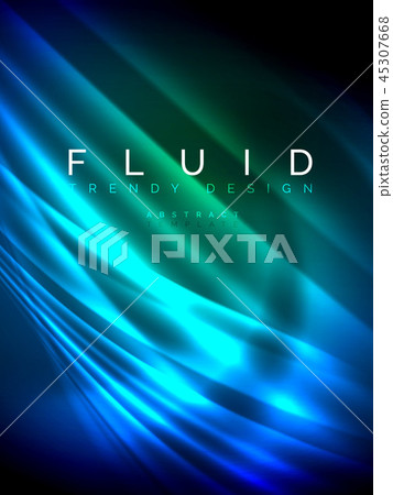 Neon glowing wave, magic energy and light motion background. Vector illustration Neon glowing wave, magic energy and light motion background. Vector illustration 45307668