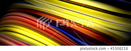 Background abstract design, flowing mixing liquid color waves on black Background abstract design, flowing mixing liquid color waves on black 45308218