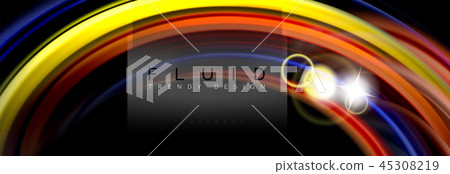 Background abstract design, flowing mixing liquid color waves on black Background abstract design, flowing mixing liquid color waves on black 45308219