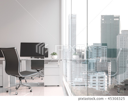 A working table located by the window 3d render 45308325