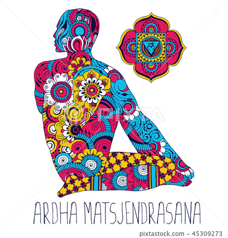 Ardha matsjendrasana. Pose in yoga. 45309273