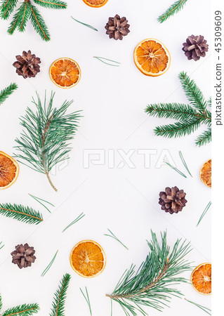 Christmas pattern with fir tree pine branches 45309609