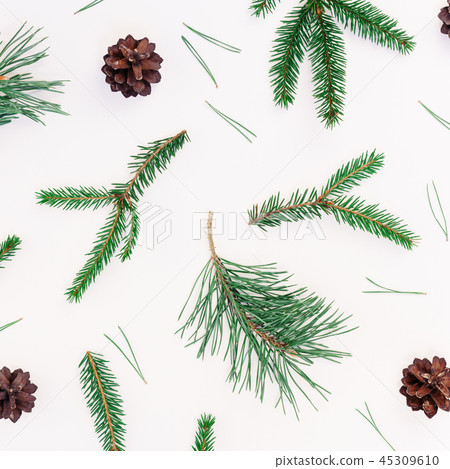 Christmas pattern with fir tree pine branches Christmas pattern with fir tree pine branches 45309610