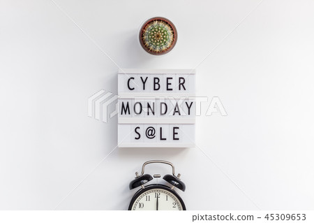 Cyber Monday sale text on white lightbox Cyber Monday sale text on white lightbox 45309653