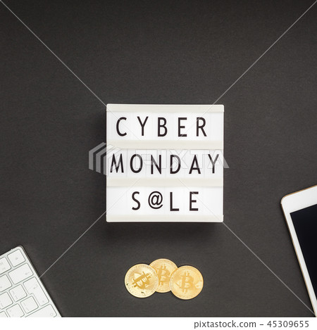 Cyber Monday sale text on white lightbox Cyber Monday sale text on white lightbox 45309655