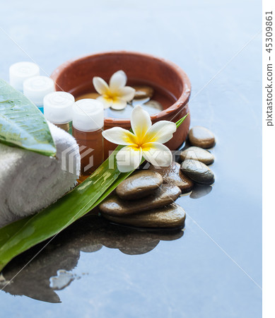 Body care and spa composition on dark background 45309861
