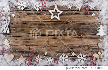 Christmas decoration on wooden background 45310415