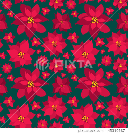 Vector Christmas seamless pattern red Poinsettias 45310687