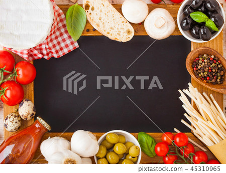 Charcoal menu board with homemade spaghetti 45310965