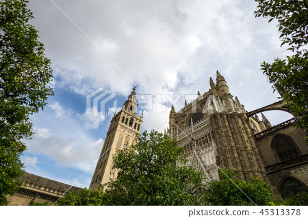 View of Giralda from orange tree courtyard 45313378