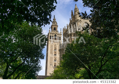 View of Giralda from orange tree courtyard 45313382
