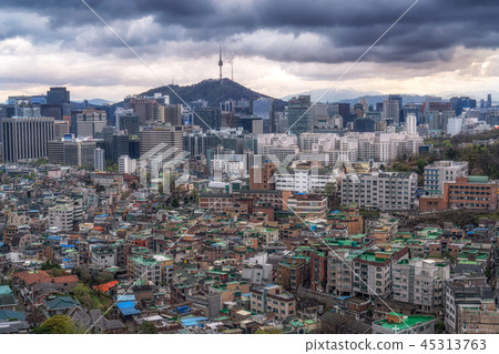 dark gloomy sky over seoul 45313763