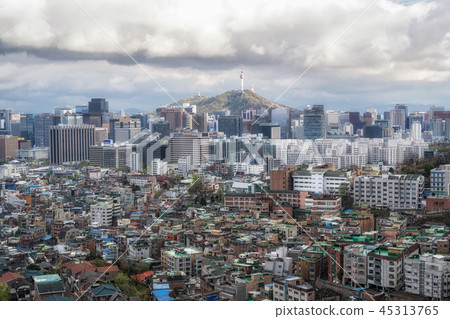 dark gloomy sky over seoul 45313765