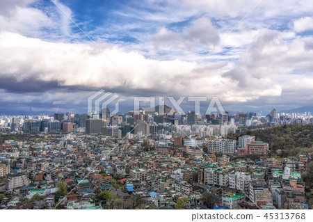 dark gloomy sky over seoul dark gloomy sky over seoul 45313768