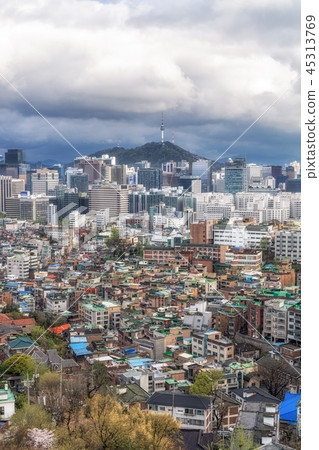 dark gloomy sky over seoul 45313769
