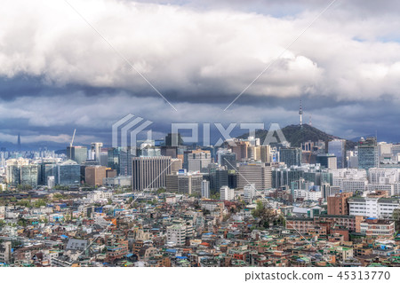 dark gloomy sky over seoul dark gloomy sky over seoul 45313770