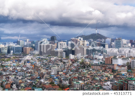dark gloomy sky over seoul 45313771