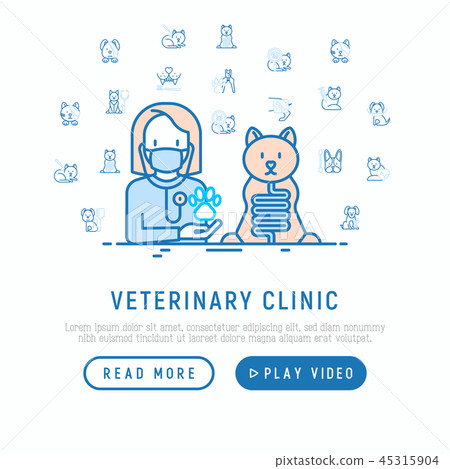 Veterinary clinic concept. Thin line icons 45315904