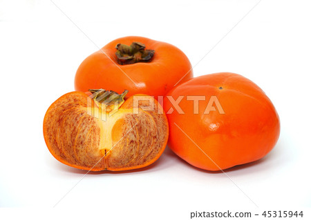 白色背景新鮮的成熟柿子 白色背景新鮮的成熟柿子 45315944