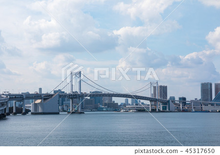 (東京都市景觀)從富士見橋看到的彩虹橋1 (東京都市景觀)從富士見橋看到的彩虹橋1 45317650