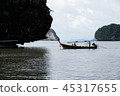 Boat on the water, floating transport 45317655