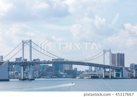 (Tokyo-city view) Rainbow Bridge 3 seen from Fujimi Bridge (Tokyo-city view) Rainbow Bridge 3 seen from Fujimi Bridge 45317667