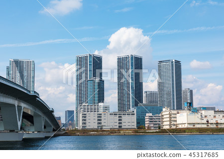 (東京都市風景)從豐洲看到的海濱風景12 (東京都市風景)從豐洲看到的海濱風景12 45317685