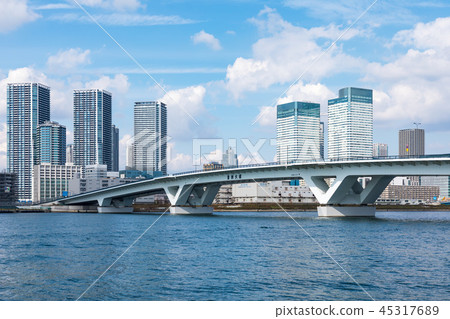 (東京都市風景)從豐洲8看的海濱風景 (東京都市風景)從豐洲8看的海濱風景 45317689