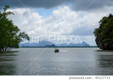 Boat on the water, floating transport 45317715