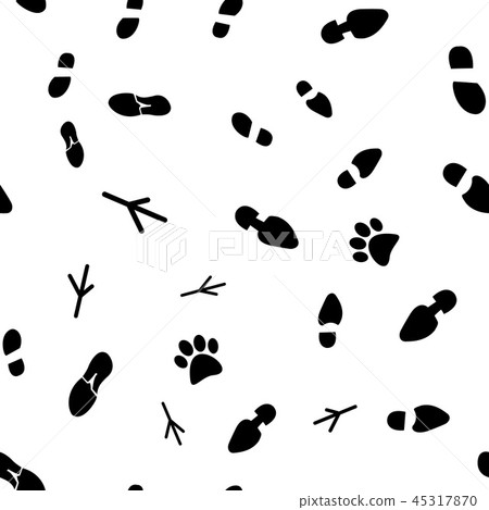 Seamless pattern of traces of people and animals 45317870
