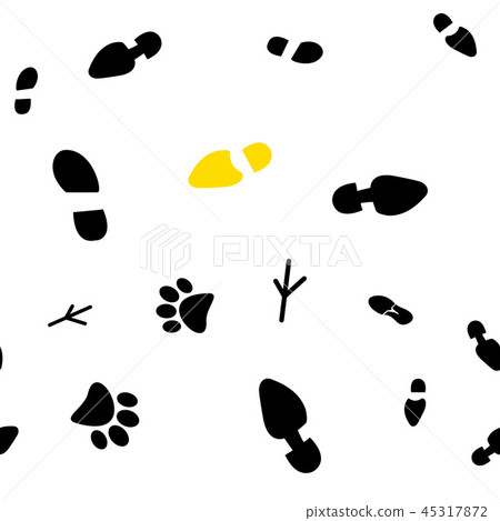 Seamless pattern of traces of people and animals 45317872