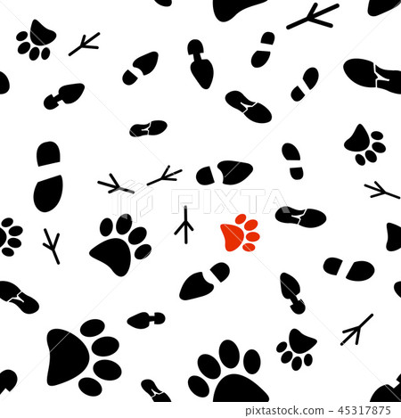 Seamless pattern of traces of people and animals 45317875