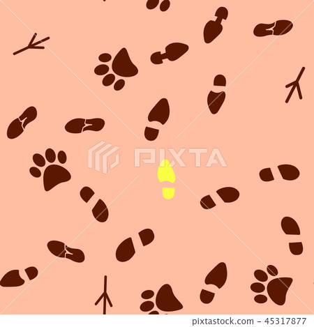 Seamless pattern of traces of people and animals 45317877