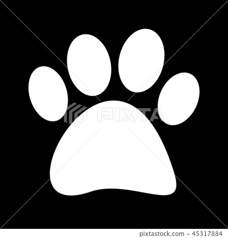 White fingerprint tetradigitate paws on black 45317884