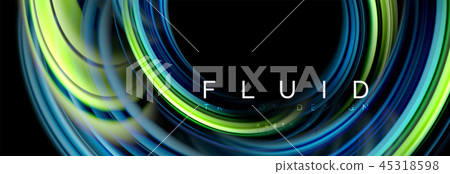 Mixing color waves on black, liquid flowing shapes 45318598